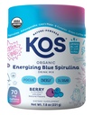 KOS Energising Blue Spirulina Blend - USDA Certified Organic - B vitaminer, Ashwagandha, Ginseng, Adaptogens, Biotin - Vegan Pre Workout pulver - Koffeinert, Berry Flavored, 28 Services
