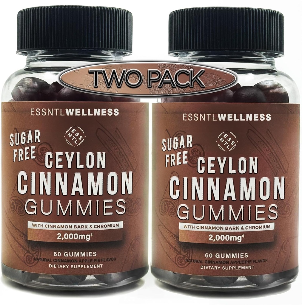 Ceylon Cinnamon Sugar Free Gummies, (120kt 2.000mg/Serving) Fellesstøtte, Antioksidant, Delicious Sugar Free Apple Pie Gummies, Vegansk og Glutenfri