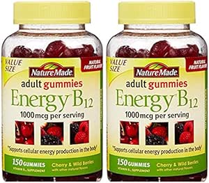 Naturlaget energi B12 voksen gummies 1000 mg per servering 150 Ct (pakke med 2)