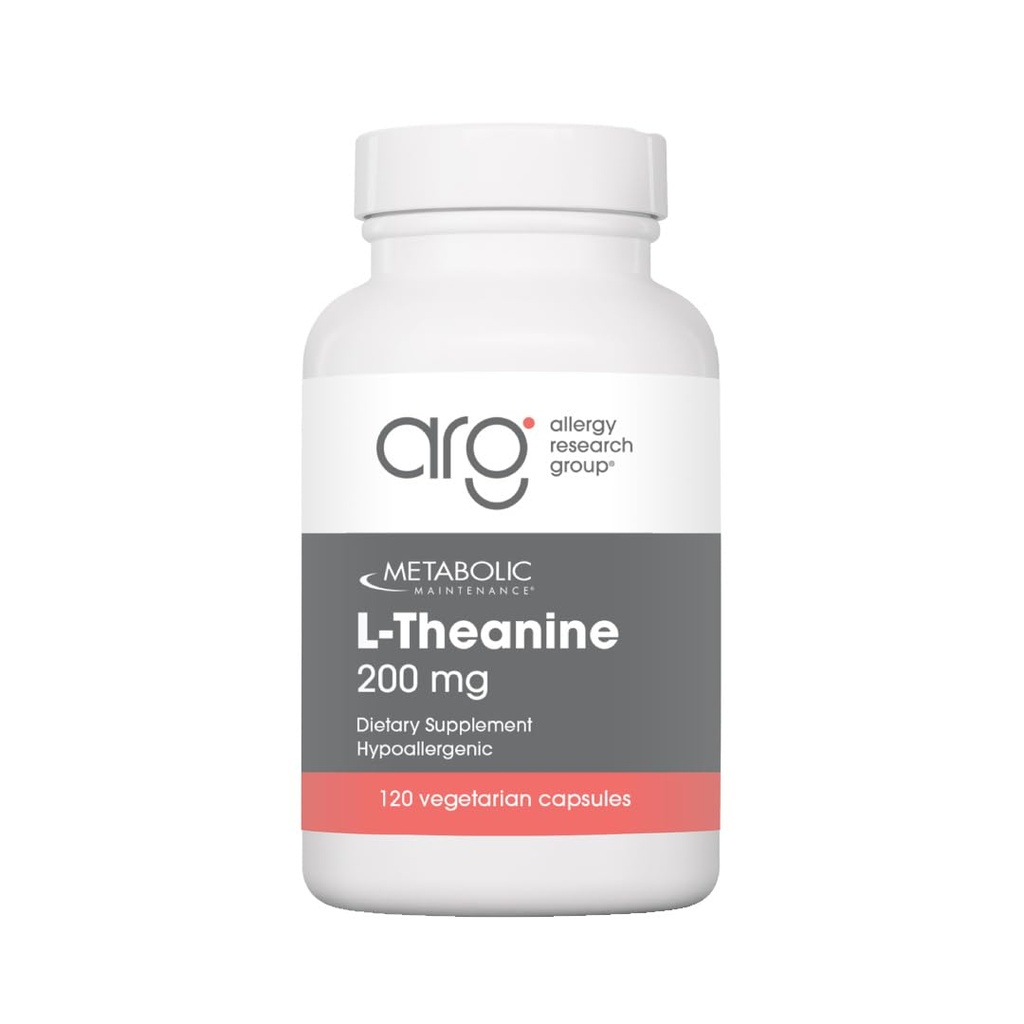 Metabolsk vedlikehold L-theanin - 200mg Suntheanine Vegan Aminosyre Supplement - Støtte Mood, Fokus + Redusert stressrespons (120 kapsler)