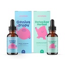 JoySpring Genius Drops & DetoxZee Herbal Bundle | Kids Vitaminer naturlig laget, ikke-GMO, ikke-alkoholisk flytende formel, immunisme helse støtte | Vegan & vegetariske kosttilskudd