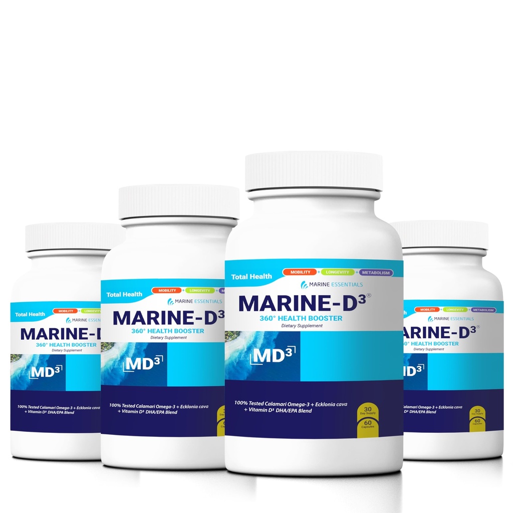 Marine D3 Omega 3 Calamari Ecklonia Cava DHA (4 flasker - 240 kapsler)