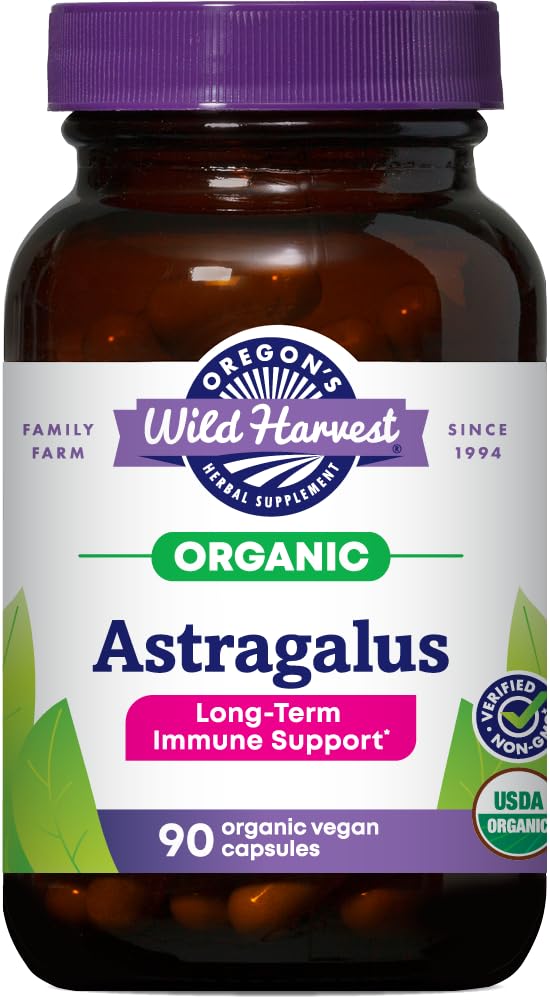 Oregon Wild Harvest, Certifiserte organiske Astragalus kapsler for immunitetsstøtte, 1125 MGS, 90 greve