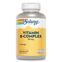 SOLARAY Vitamin B Complex 50 mg - Cellular Energy Vitaminer - Metabolisme og Nerve Helse Støtte med vitamin B12, Vitamin B1, B6, Niacin, Folinsyre, Biotin og andre B Vitaminer - Vegan, 250 Vegkaps