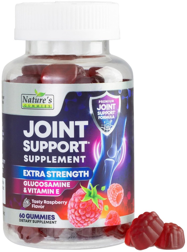 Joint Support Supplement - Ekstra styrke Glucosamine Gummy støtter leddene Helse & Fleksibilitet for rygg, kne, hender - naturlig vitamin E immunstøtte - beste gummier for kvinner og menn - 60 gummier