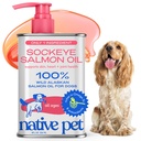 Native Pet Salmon Oil for hunder og katter – ren omega-3 fiskolje for hunder Supplement for hud og Coat, felles og hjerte helse - Hunde anti-inflammasjon – 100% Wild-Caught Alaskan Sockeye Salmon – 8 oz