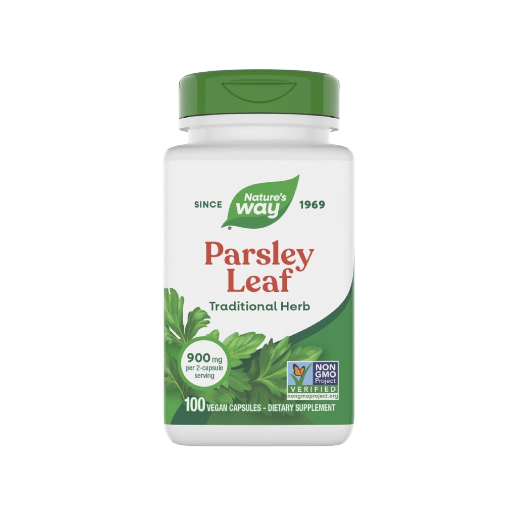 Naturens måte Premium Herbal Parsley Leaf gir klorofyll, 100 veganske kapsler