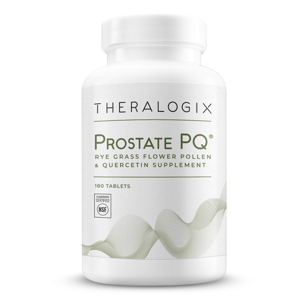 Theralogix Prostate PQ - Rye Grass Pollen Ekstrakt & Quercetin Supplement - 90-dagers Supply - Antioksidant Støtte for Prostate & Pelvic Health & Urin Tract Function* - NSF Certifisert - 180 Tabletter