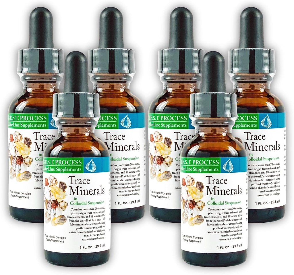 Morter Trace Minerals i Colloidal Suspensjon (6 pakke) Morter HealthSystem Beste prosess Alkaline — Nærende Dense Trace Elements, Fulvic Minerals & Aminosyrer
