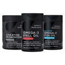 Idrettsforskning Kreatin Monohydrat Forbedret av Omega Power House Antarctic Krill & Fish Oil med trippel styrke EPA DHA og Fosfolipider, Choline & Astaxanthin - Passer til Champions