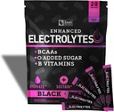 Forbedret elektrolyt pulver Stick-pakker (Black Cherry ® 20 Packets) w/ 0 Sukker + BCAA + B-vitaminer Electrolyte Supplement w Kalium Zink & Magnesium for Hydration - Keto Electrolytes
