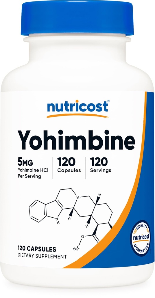 Nutricost Yohimbine HCl 5 mg, 120 kapsler - Glutenfri og ikke-GMO