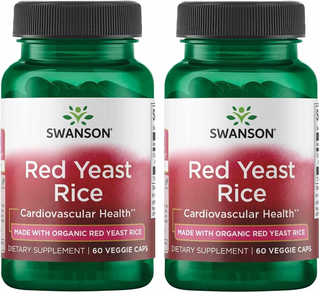 Swanson laget med økologisk tradisjonell rød yeast Rice 600 Milligrams 60 Veg Kapsler (2 Pack)
