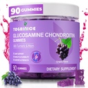 Joint Support Gummies med glukosamine Chondroitin, sukker gratis, 1500mg Extra styrke med MSM & Turmeric (90 greve)