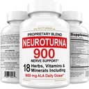 Nevropati støtte Nerve Supplement med 900 mg ren alfa liposyre - maksimal styrke formel, styrke nerver i fingre, hender, tær, & føtter - beste perifere relief støtte - 180 kapsler