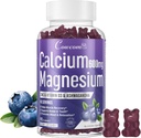 Kalsium Magnesium Sink Gummier & vitamin D3,B6,B12, Immune & støtte Bone Helse Kalsium Magnesium Supplement for kvinner,Sugar-fri Vegan Blåbær Flavored 90 Antall