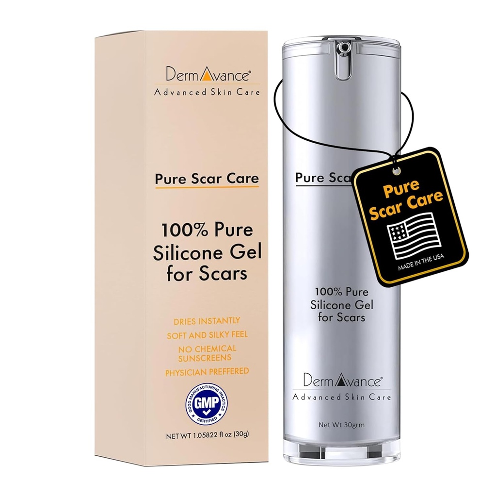 Ren Scar Care "Medical Grade Silicone Gel" for kirurgiske og ansiktsmerker - Silikonkrem for effektiv Scar Management - 1.05822 fl oz (30g), Clear