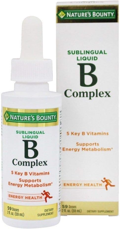Naturens Bounty B kompleks med B12 Sublingual flytende raskt fungerende kosttilskudd, 2 Fl Oz