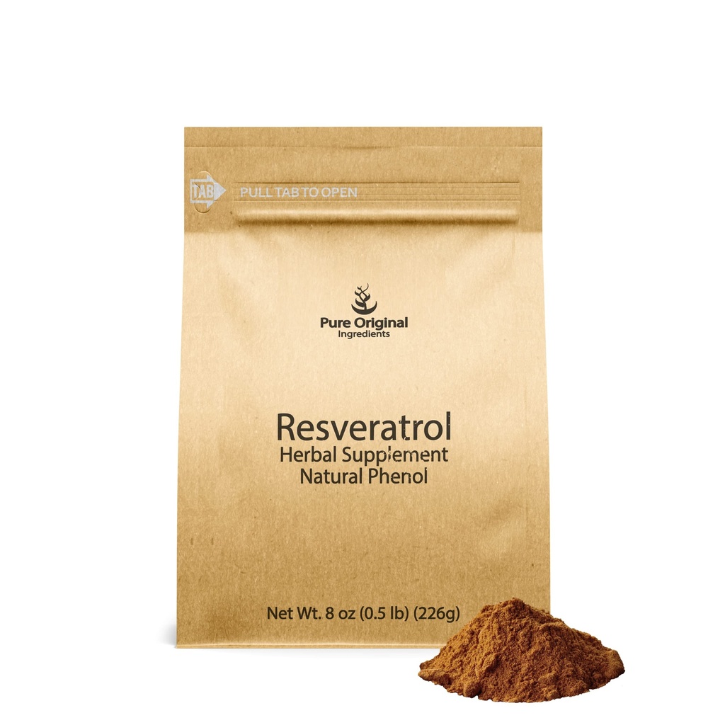 PURE ORIGINAL INGREDIENTS Resveratrol pulver, 8 oz, Phytoalexin, Polygonum Root Extract
