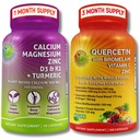 Fordeler STUDIO Quercetin med Bromelain, C-vitamin og sink + Plantebasert kalsium, magnesium, D3, K2 & Turmeric – 100% Vegan Supplement Bundle for immun- og beinstøtte