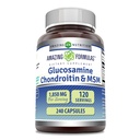 Amazing Formler Glukosamine Chondroitin & MSM Supplement | 1850 Mg per servering | 240 Kapsler | Ikke-GMO | Glutenfri | Laget i USA