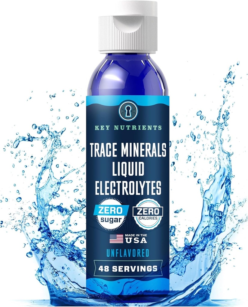 KEY NUTRIENTS Spor Mineraler flytende elektrolyter for Hydration Recovery 4oz - Elektrolyte dråper, Electrolyte vann, Keto elektrolyter - Mineral dråper for å drikke vann
