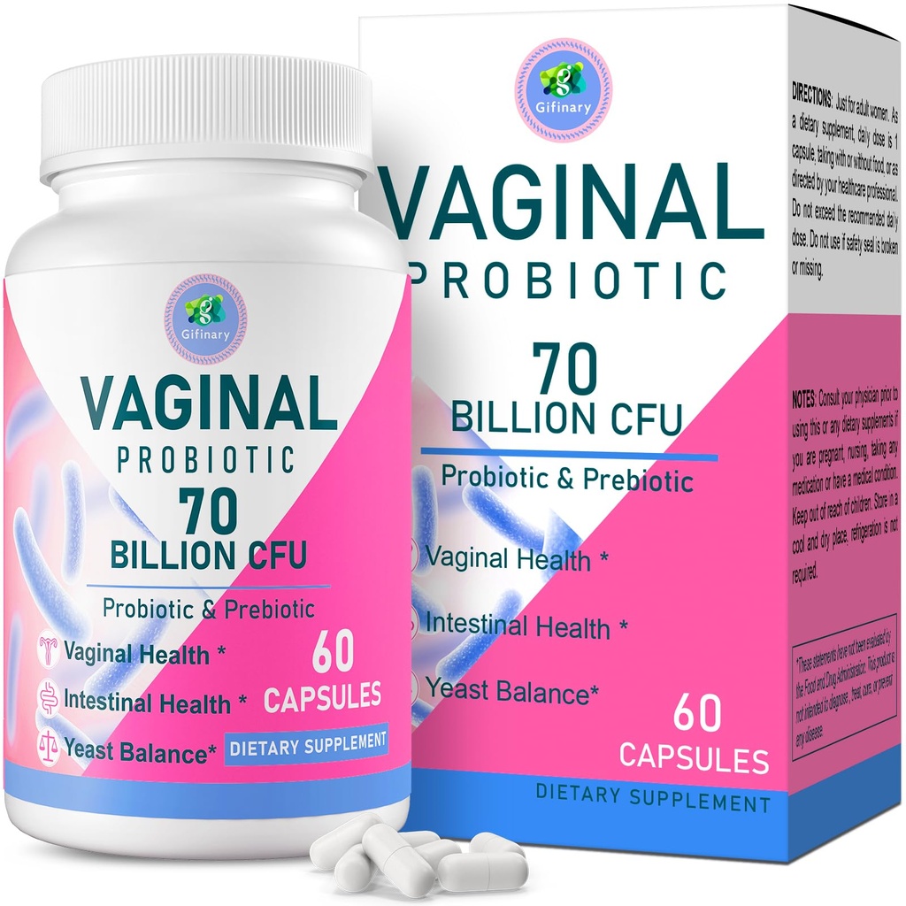 Vaginal probiotika, PH Balance for kvinner, 70 milliarder CFUs Kvinner Probiotika for Vaginal Helse, Urinal, Odor Control, Flor, Ph Balance & Hormone, med Prebiotic & D-Mannose - hyllestabil, 60 Caps