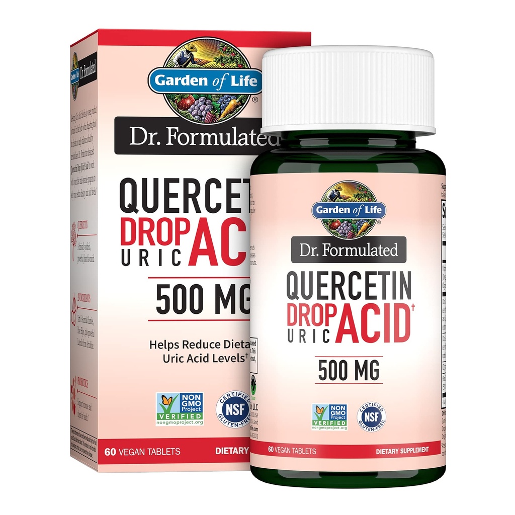 Garden of Life Quercetin Probiotic & Uric Acid Støtte med Tart Cherry, Vitamin C fra organisk Acerola og Rose HIPS Plus Luteolin – Dr Formulert – Glutenfri og ikke GMO – 60 tabletter