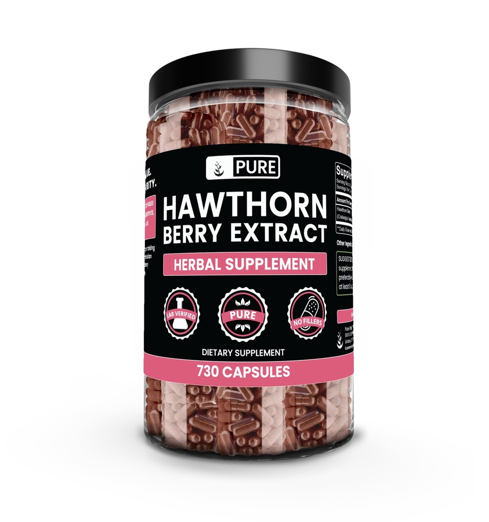 Rene originale ingredienser Hawthorn Berry ekstrakt (730 kapsler) ren og naturlig, ingen tilsetningsmidler eller fyllstoffer