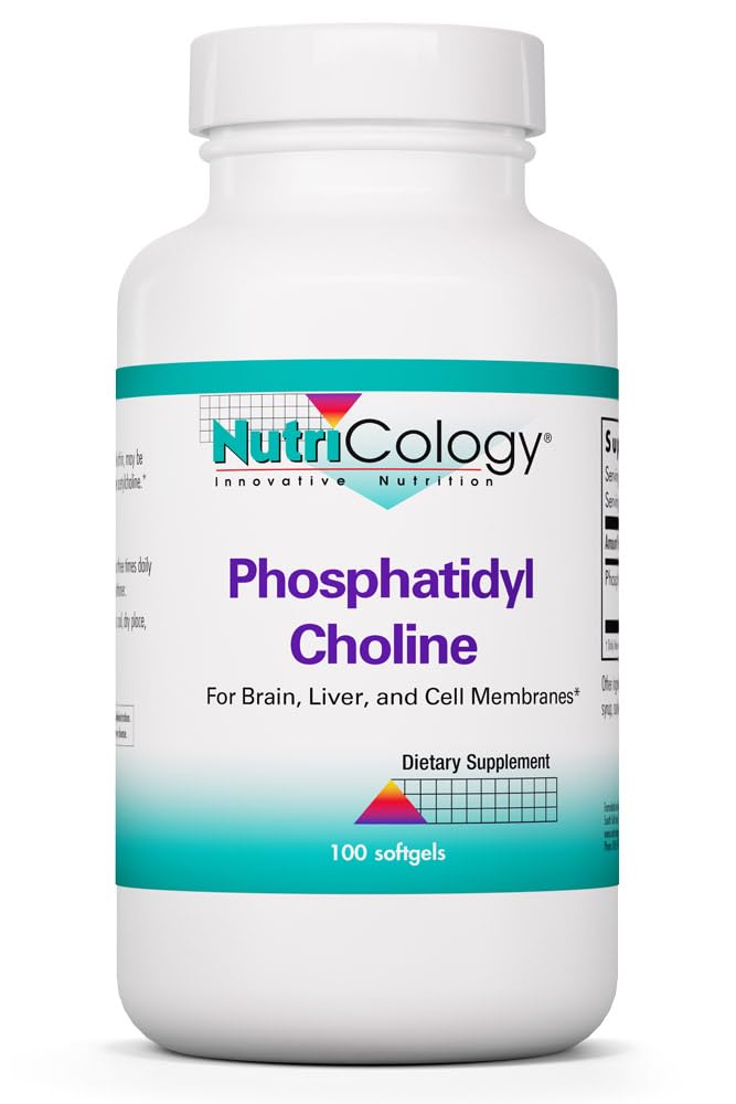 Nutrikologi Fosfatidylkolin Supplement - Lecithin Kapsler, Digestive Enzymer for Liver, Fett Digestion Support, Choline Kosttilskudd for Fatty Lever, 1540mg Softgels - 100 greve