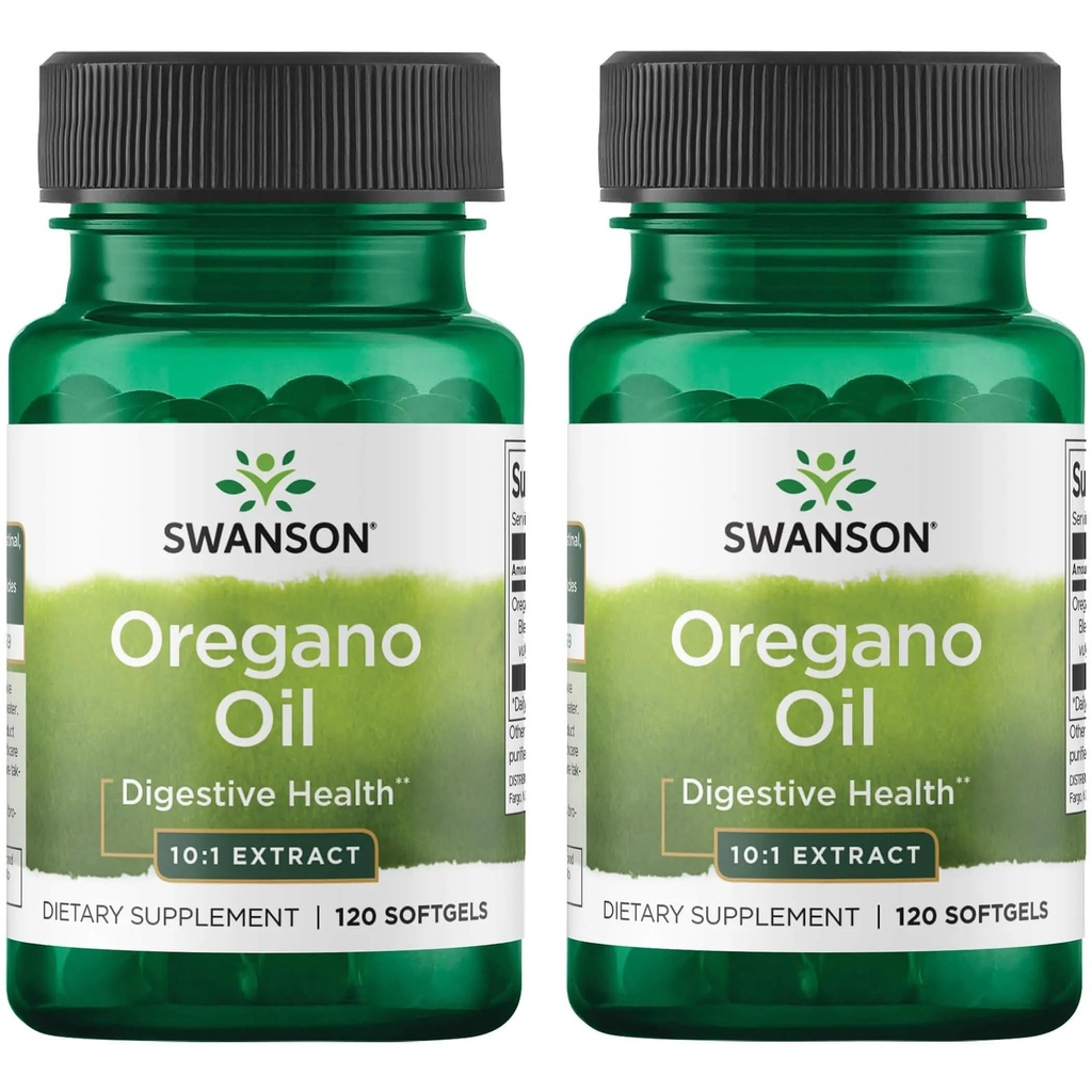 Swanson Oregano Oregano Oil 10:1 Ekstrakt - Naturlig Supplement Fremme Digestiv Helse & Respiratorisk Støtte - Støtter Gastrointestinalt System & Urin Tract Helse - (120 Softgels, 150 mg Hver) (2 Pack)