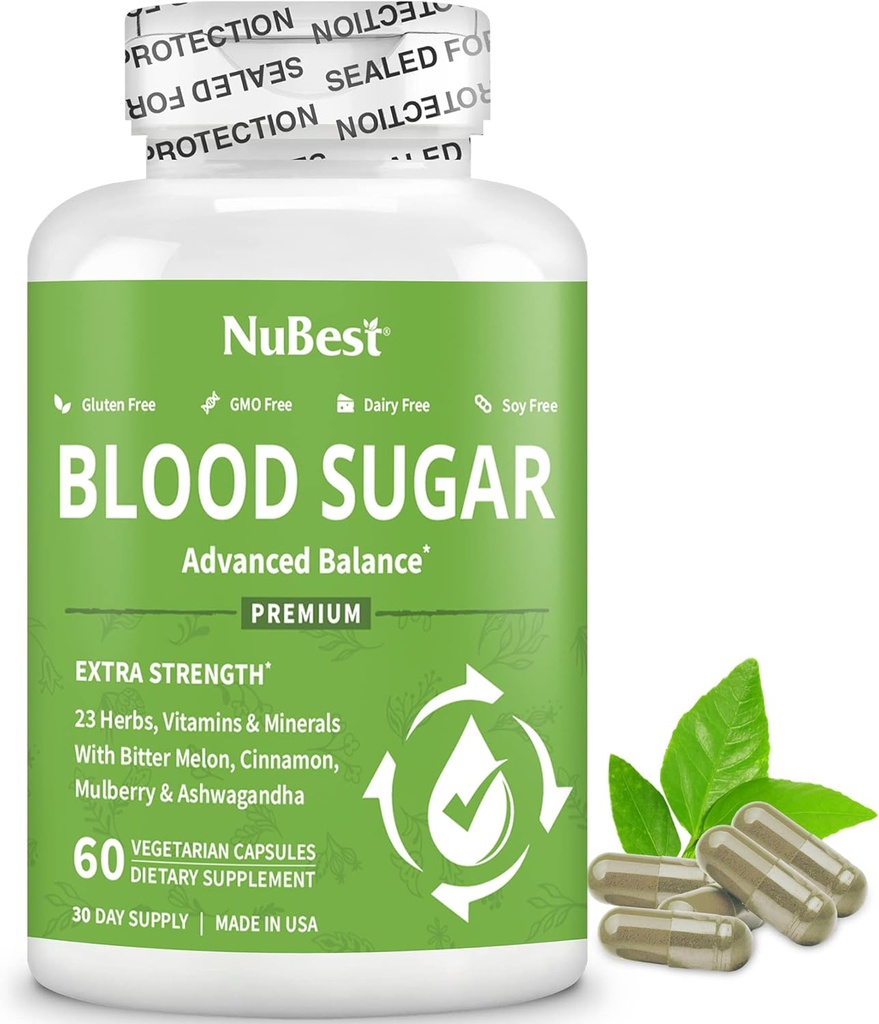 Blodsugar - Advanced Formula med Bitter Melon, Ashwagandha, Cinnamon, Chromium, Magnesium, Vitaminer, Alpha Lipoic Acid, Cayenne Pepper & Mer