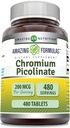 Amazing Formler Chromium Picolinate Supplement | 200 Mcg Per Serving | Tabletter | Ikke-GMO | Glutenfri | Laget i USA (480 Count)
