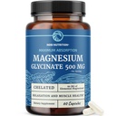 Magnesium Glycinate 500mg | Chelated for høy absorpsjon | Muskelavslapning, Bein, Hjerte, Nerve, søvn og rolig støtte for kvinner og menn | Magnesium Chelate Supplement & Bisglicinate Complex