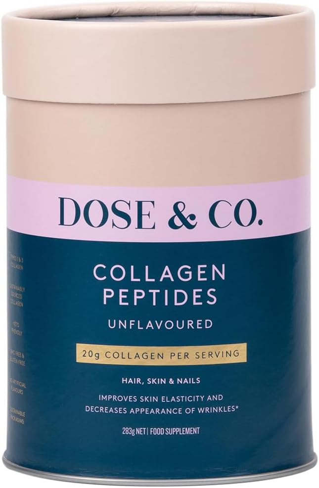 DOSE & CO. Pure Collagen Peptider for hår, hud og negler, uflavorert - 10oz pulver Supplement