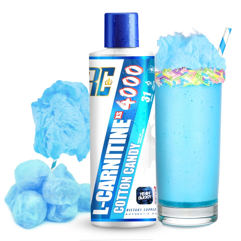 Ronnie Coleman Signature Series L Carnitine XS 4000 Flytende, Stimulant Gratis, Sukkerfri, Zero Carbs, Lean muskel styrke støtte for menn og kvinner, 16 Oz (16 oz, Bomuld Candy (4000))