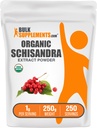 BulkSupplements.com Organic Schisandra Extract pulver - Schisandra Supplement, fra Schisandra Berries, Herbal Supplement - Glutenfri - 1g per servering, 250g (8,8 oz) (Pack of 1)