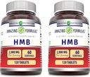 Amazing Formler HMB 2000mg per servering 120 tabletter Supplement | Ikke-GMO | Glutenfri | Laget i USA (2 Pack)