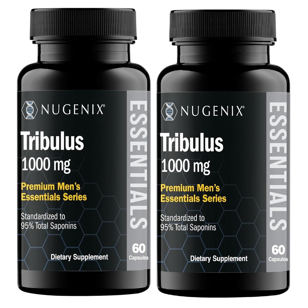 Nugenix Essentials Tribulus Terrestris for menn ekstrakt - 95% Total Saponins, 1000 mg høy styrke, ekstra styrke, 120 teller