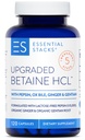 Essentielle Stacks Betaine HCL med Pepsin, Ox Bile, Økologisk Gentian & Ginger - Betaine Hydroklorid Supplement w Digestive Enzymes, Bile & Bitters - Gluten, Dairy & Soja Gratis (120 Kapsler)