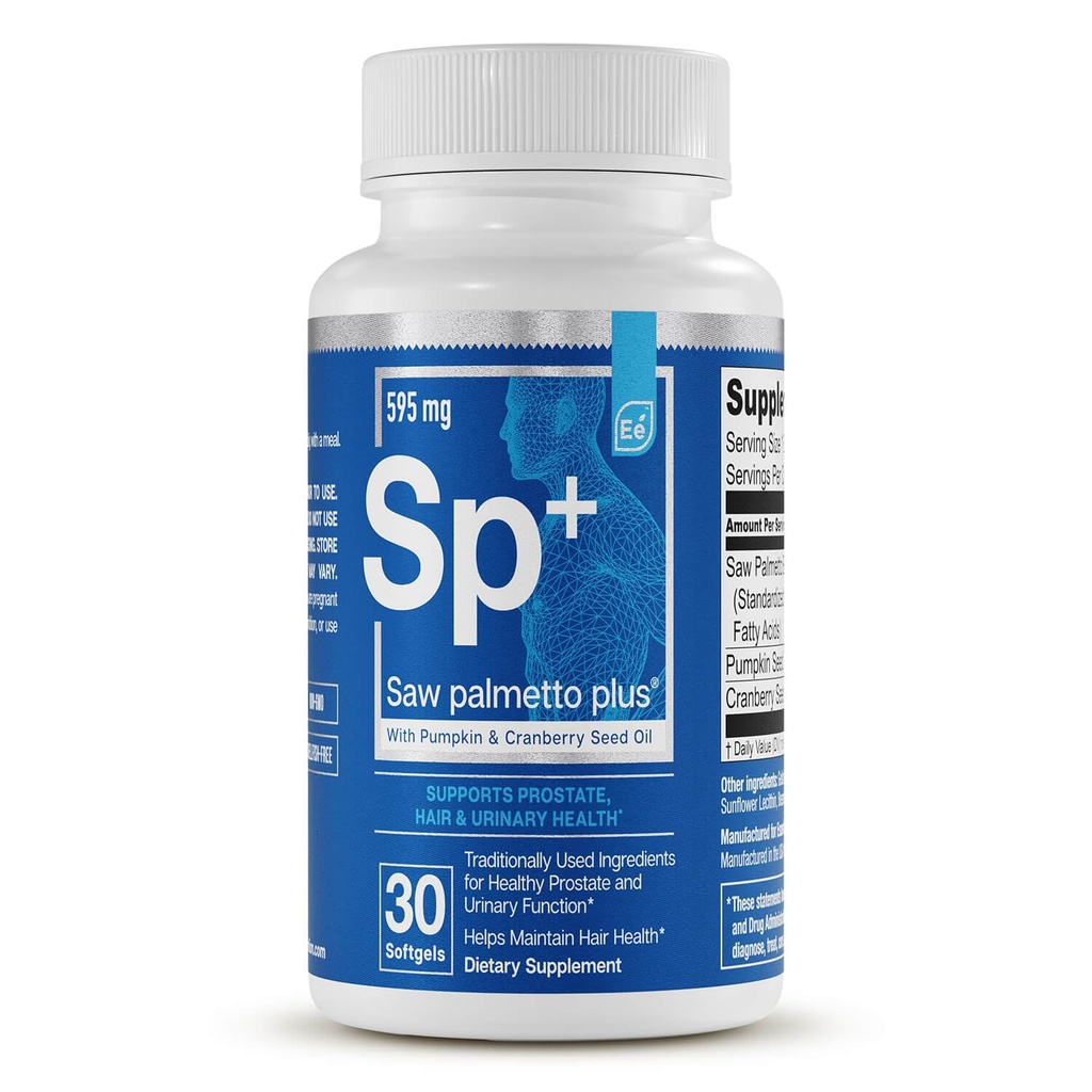 Saw Palmetto Plus - Prostate Health Supplement for menn med Pumpkin og Cranberry Seed Oil | Støtter Bladder og urinhelse av essensielle elementer - 60 Softgels