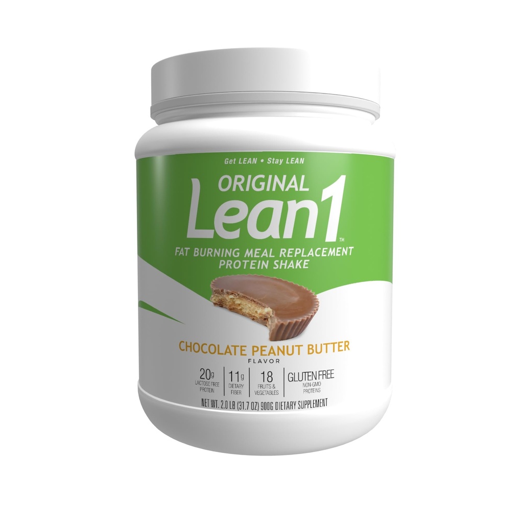 Lean1 måltid Erstatning Protein pulver, sjokolade peanut smør Flavor, 15-Serving Tub.