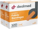Dealmed Sterile fleksible stoffklebende bånd – 1x3 tommer – 100/boks - 2 bokser - pustende førstehjelpsstripe pakke - myk strekksår patch for medisinske, nødsett og klinikker