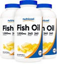 Nutricost Fish Oil 1000mg (560mg omega-3), 240 Softgels (3 flasker)