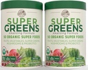 Landbruk Super Greens Natural Flavor, 50 Organic Super Foods, USDA Økologisk Drink Mix, Frukter, Grønnsaker, Super Grønner, Mushrooms & Probiotika, Støtter Energi, 40 Serveringer, 10,6 Oz, 2 Pack