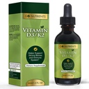 Go Nutriens Vitamin D3 K2 Drops - Flytende VIT D Supplement med MK7 for voksne og barn - høy absorpsjon sublingual støtte for bein, kardiovaskulære, hjerte og immun helse – 1 oz, 90 serveringer