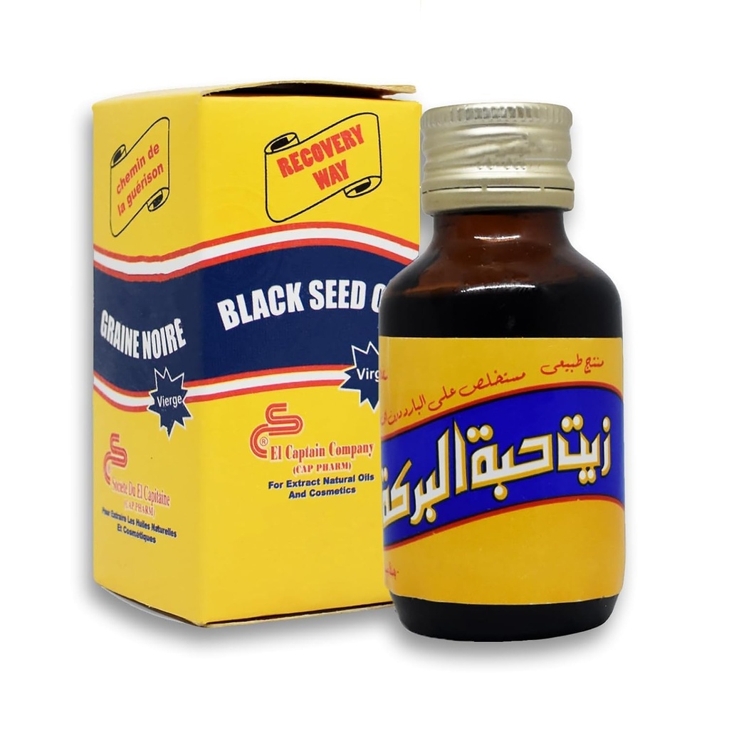 EGYPT EXPORT ren kaldpresset svart frøolje elkaptein al kaptein ren naturlig rå nikkella saliva Halal (2.11 oz/60 ml)