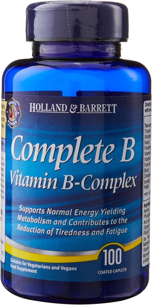 Fullstendig B-vitamin B-Complex 100 lett å svelge belagte kapler