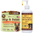 Naturlig Hundeselskap Canine Vitality Dog Vitaminer og kosttilskudd Bundle, inneholder (1) Hip og felles Chews Supplement-90 stk kosequin for hunder, (1) Ultra Omega fiskeolje 16 Oz Omega 3 Fiskeolje for hunder