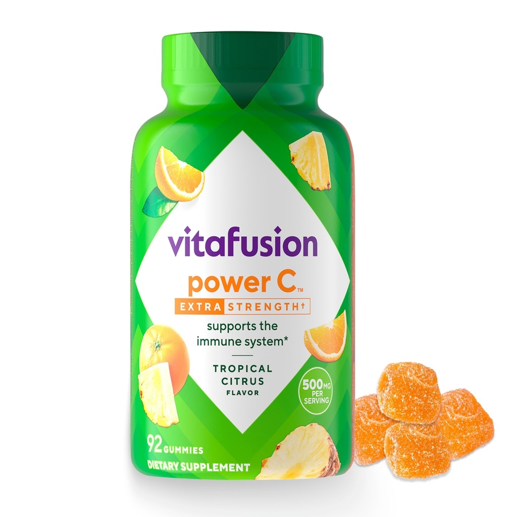 Vitafusion Extra styrke Power C Gummy vitaminer, Tropisk Citrus Flavored Immune Support (1) Vitaminer, 92 Telling